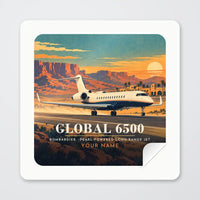 Thumbnail for Bombardier Global 6500 - 3D + Name - Square Sticker - Peel