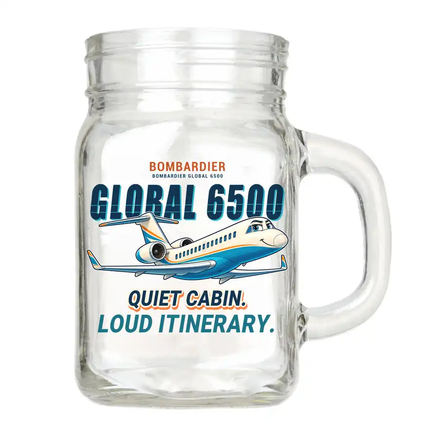 Bombardier Global 6500 - Cartoon - Cocktail Glass (Mason Jar)