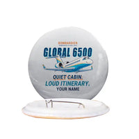 Thumbnail for Bombardier Global 6500 - Cartoon + Name - Pin - Light Gray