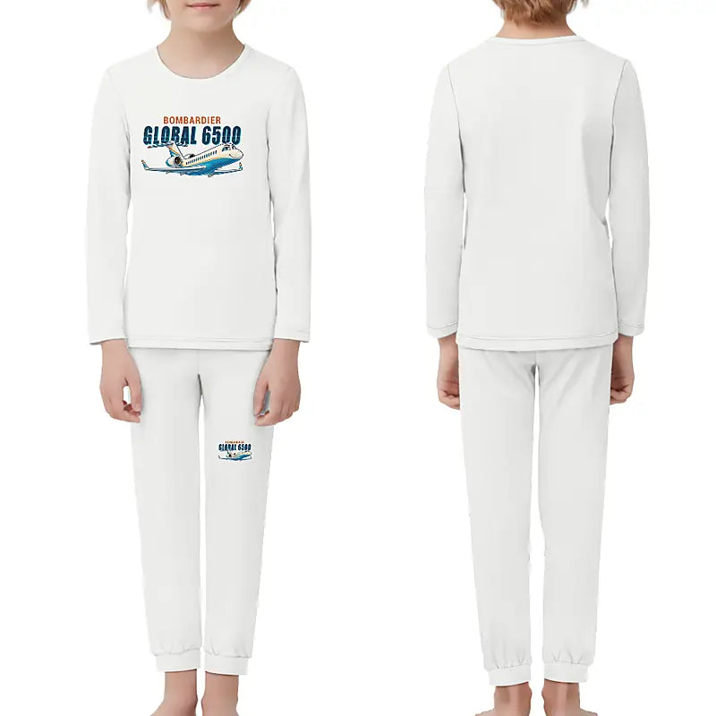 Bombardier Global 6500 - Children Pajamas - Cartoon Chest - White