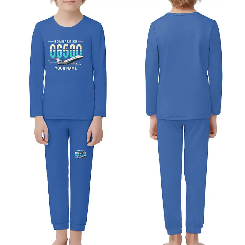 Bombardier Global 6500 - Children Pajamas - Original Chest + Name - Blue
