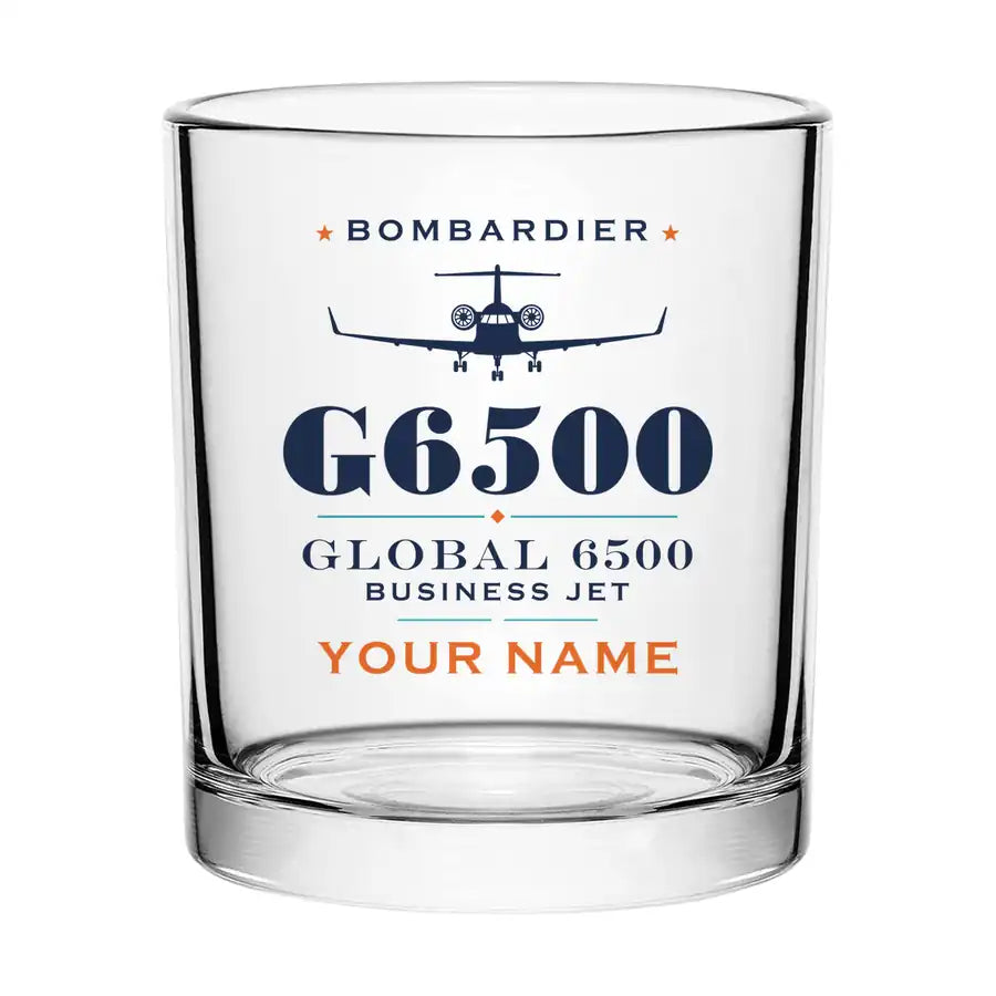 Bombardier Global 6500 - Heritage + Name - Special Whiskey Glass