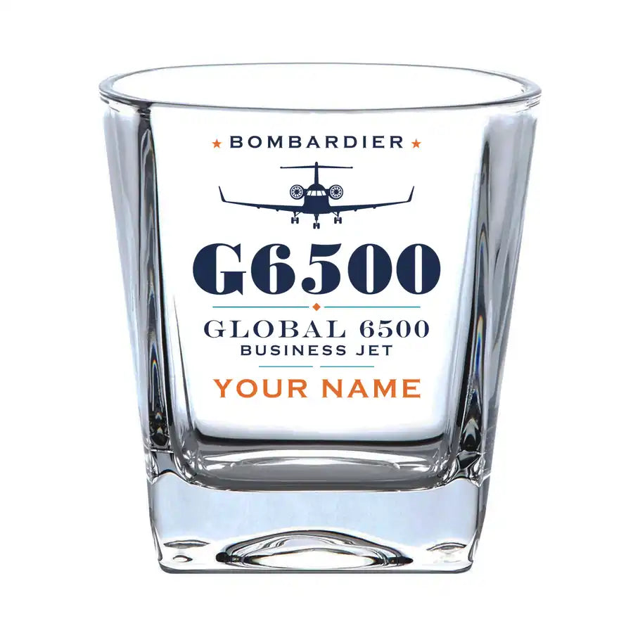 Bombardier Global 6500 - Heritage + Name - Whiskey Glass