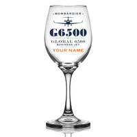 Thumbnail for Bombardier Global 6500 - Heritage + Name - Wine Glass