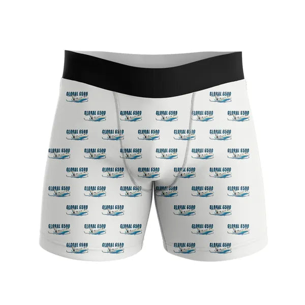 Bombardier Global 6500 - Men Boxers - Cartoon Pattern - White