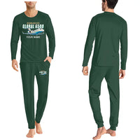 Thumbnail for Bombardier Global 6500 - Men Pajamas - Cartoon Chest + Name - Dark Green