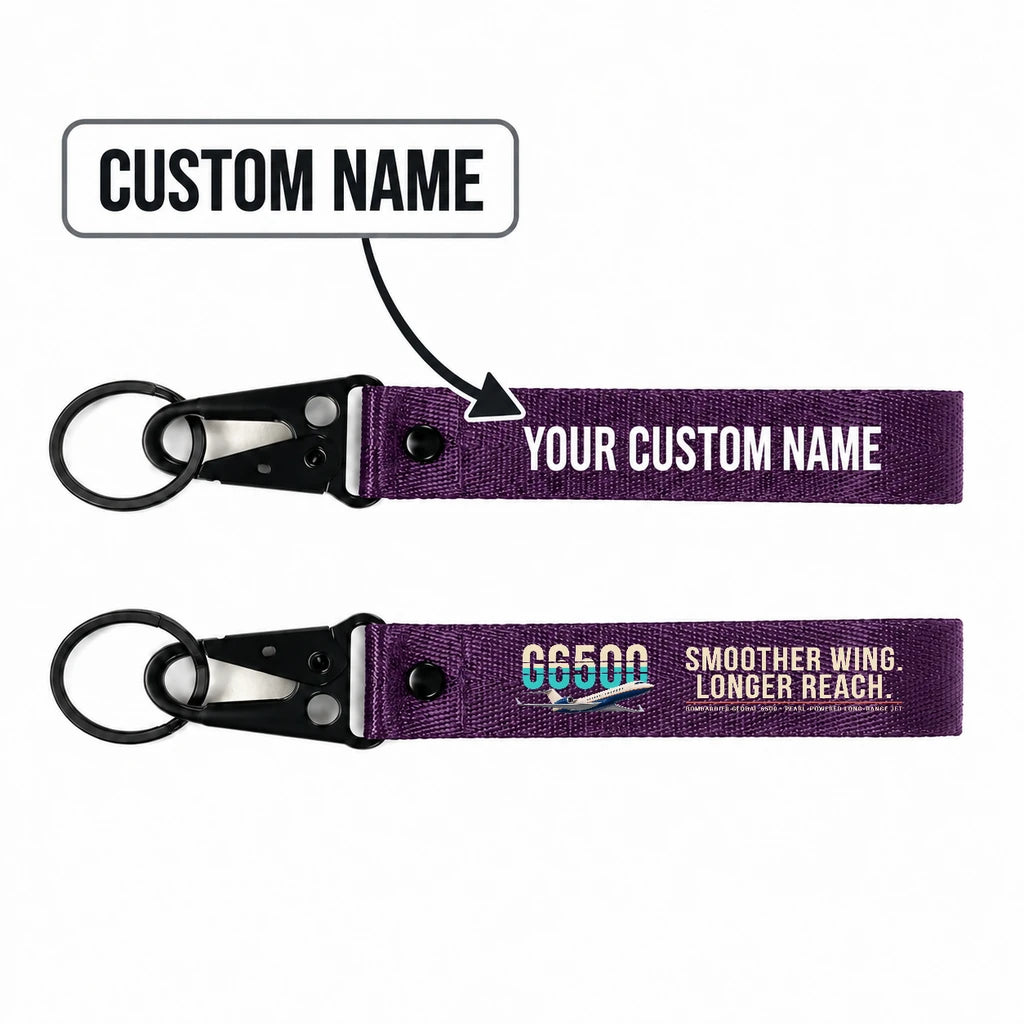 Bombardier Global 6500 Hawk-Shaped Key Chains - Purple - Original - Personalized