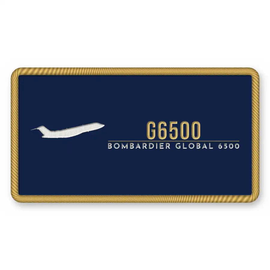 Bombardier Global 6500 Patches - Rectangle - Navy Gold