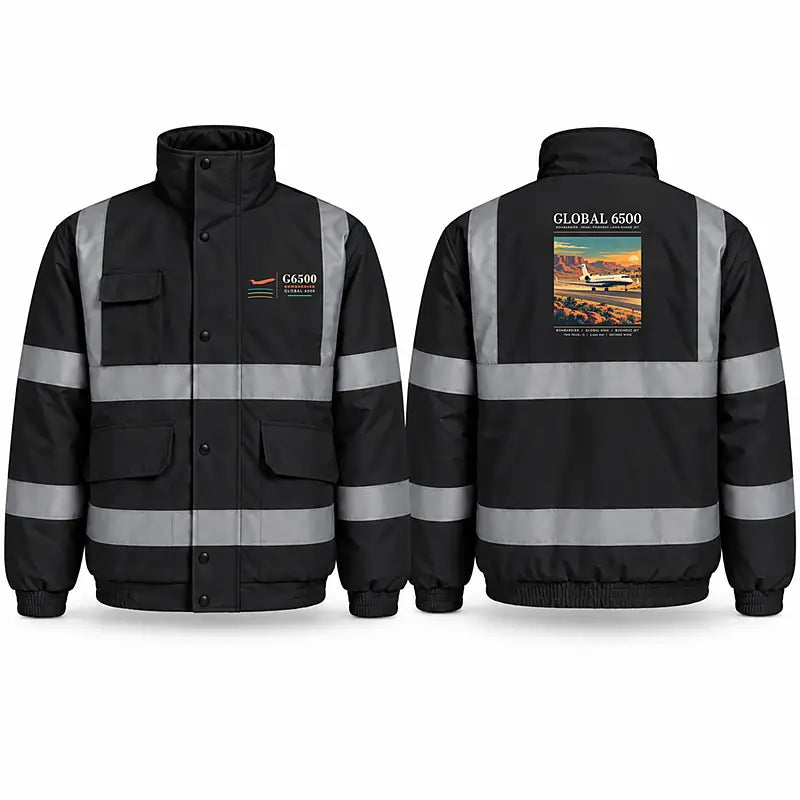Bombardier Global 6500 Reflective Winter Jackets - Poster - Black