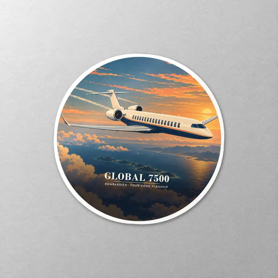 Bombardier Global 7500 - 3D - Circle Sticker - Close-up