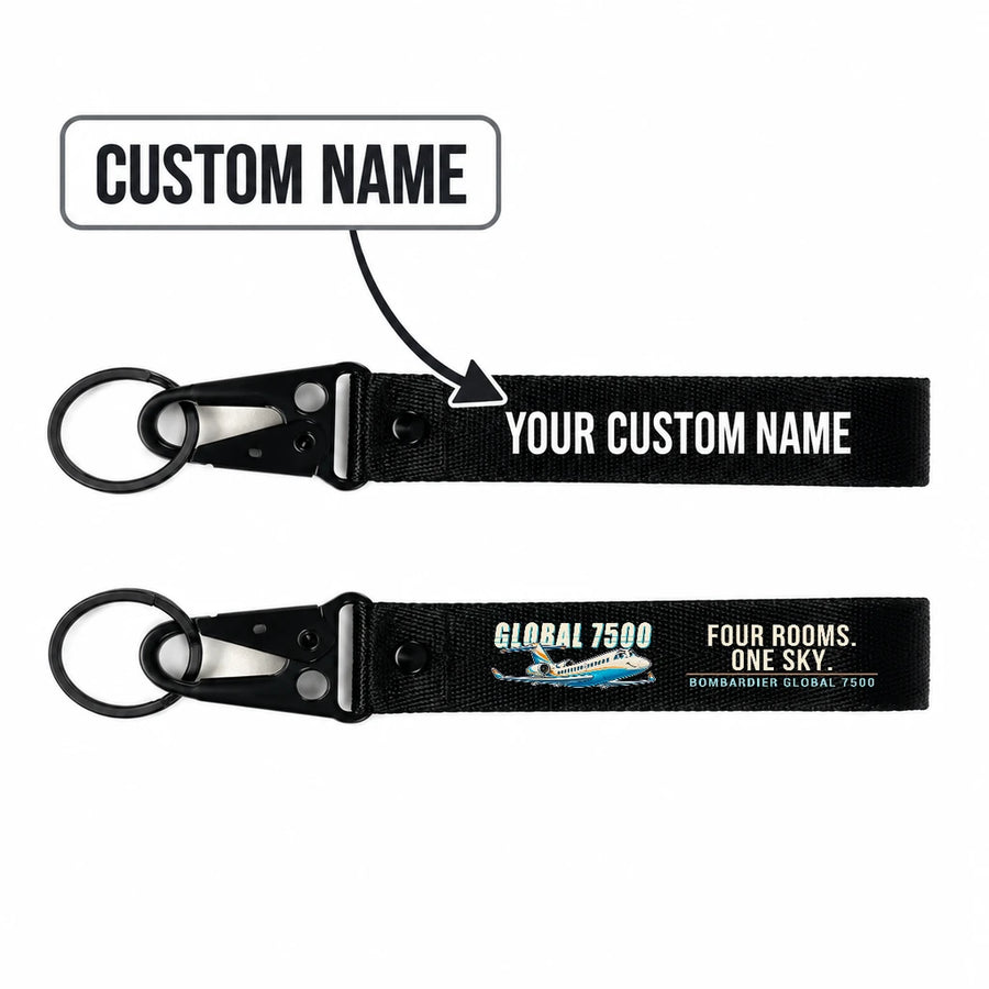 Bombardier Global 7500 Hawk-Shaped Key Chains - Black - Cartoon - Personalized