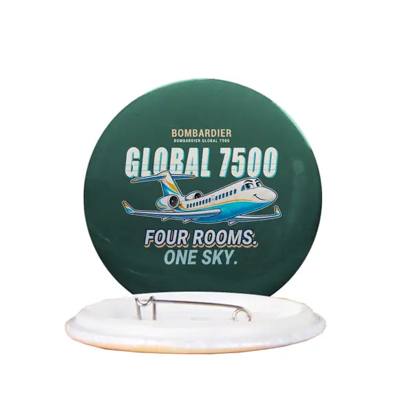 Bombardier Global 7500 - Cartoon - Pin - Dark Green