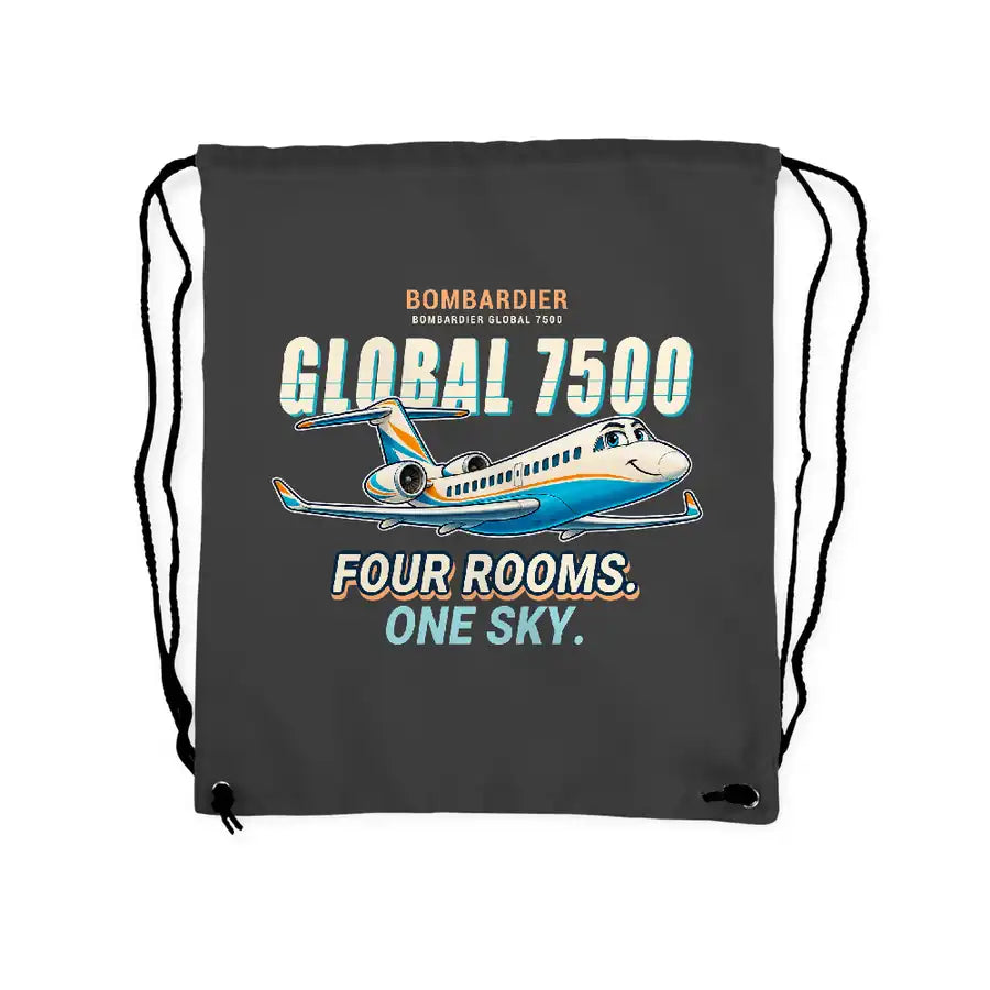 Bombardier Global 7500 - Drawstring Bag - Cartoon - Gray
