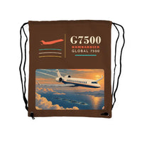 Thumbnail for Bombardier Global 7500 - Drawstring Bag - Classic - Brown