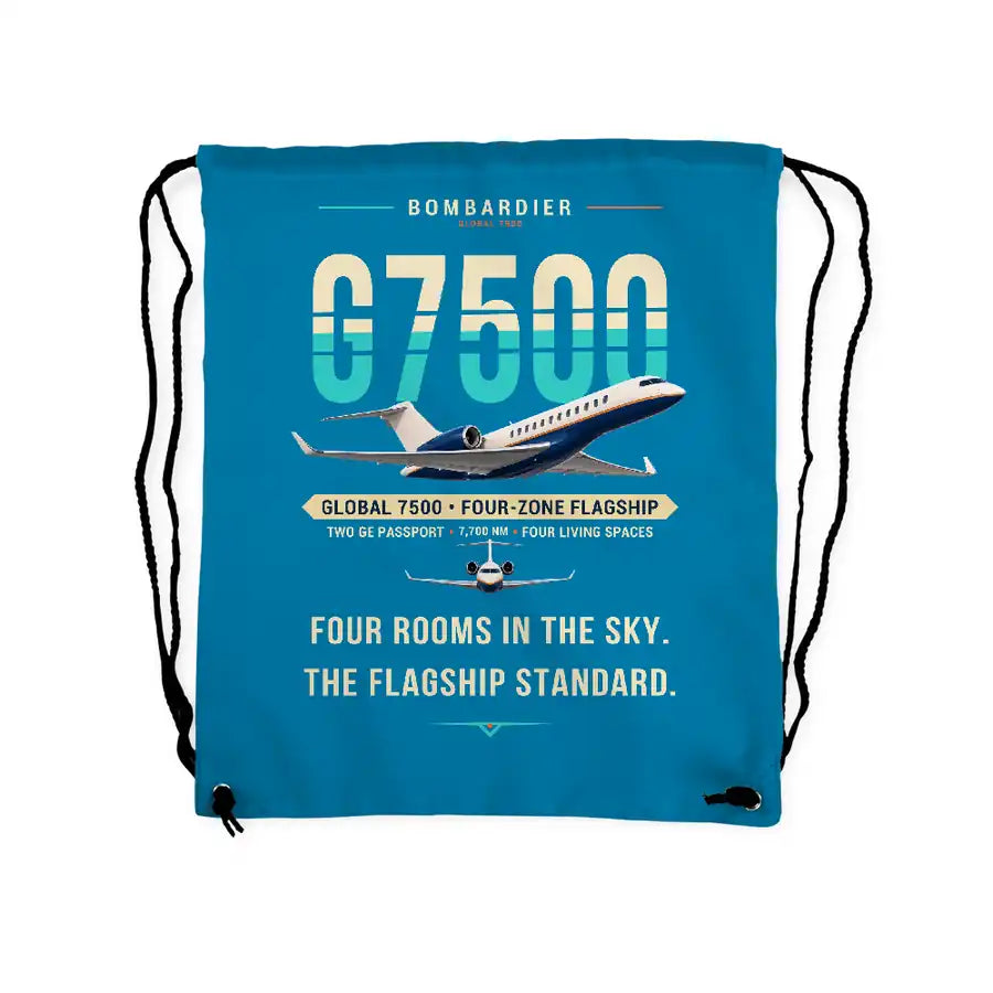 Bombardier Global 7500 - Drawstring Bag - Original - Light Blue