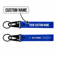 Thumbnail for Bombardier Global 7500 Hawk-Shaped Key Chains - Blue - Heritage - Personalized