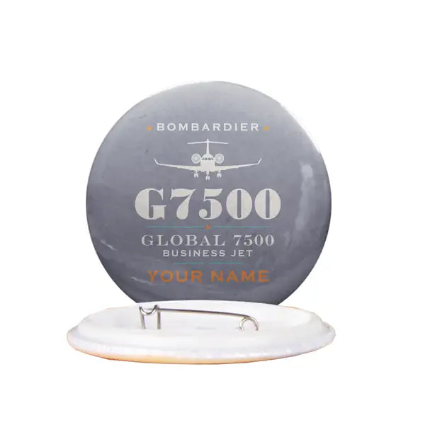Bombardier Global 7500 - Heritage + Name - Pin - Gray
