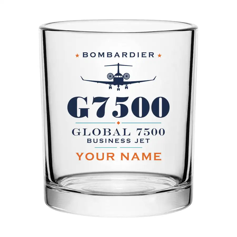 Bombardier Global 7500 - Heritage + Name - Special Whiskey Glass