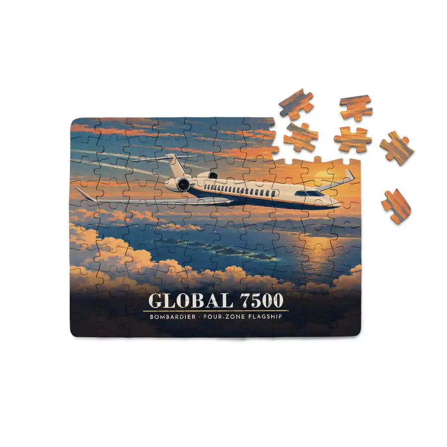Bombardier Global 7500 - Horizontal + Text - Canvas Puzzle