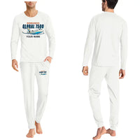 Thumbnail for Bombardier Global 7500 - Men Pajamas - Cartoon Chest + Name - White