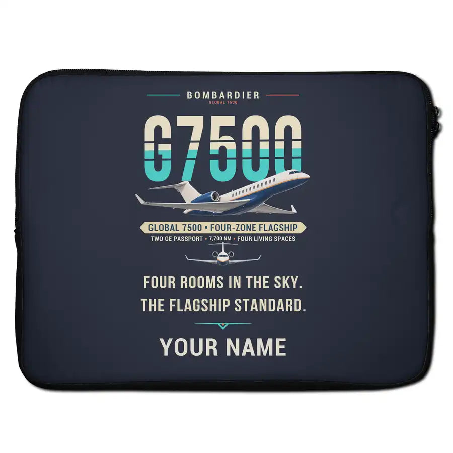 Bombardier Global 7500 - Original + Name - Laptop Sleeve