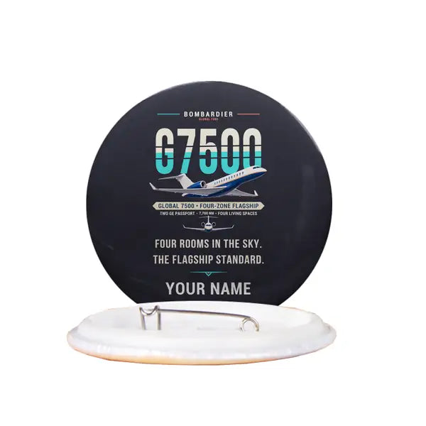 Bombardier Global 7500 - Original + Name - Pin - Black