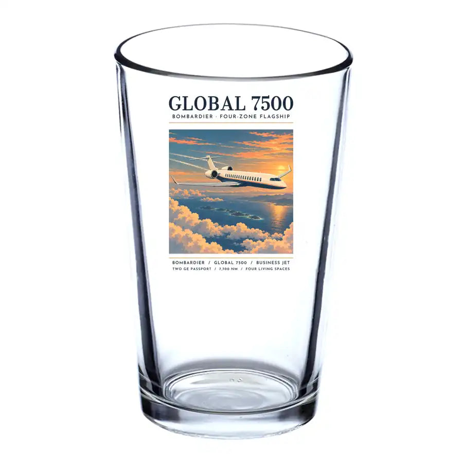Bombardier Global 7500 - Poster - Beer & Water Glass
