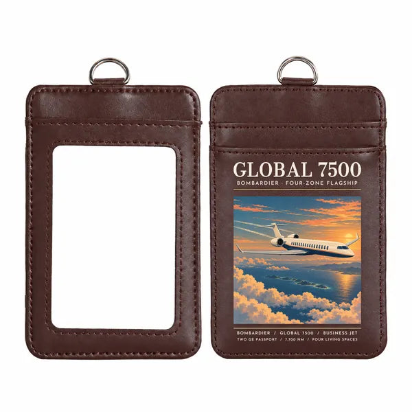 Bombardier Global 7500 - Poster - ID Card Holder - Dark Brown