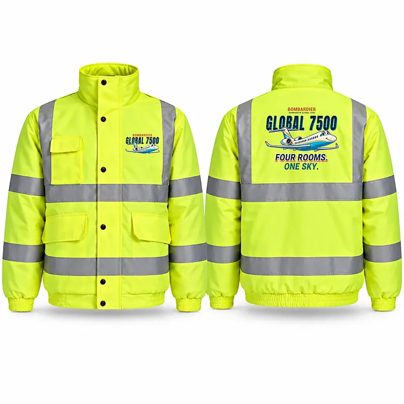 Bombardier Global 7500 Reflective Winter Jackets - Cartoon - Fluorescent Yellow