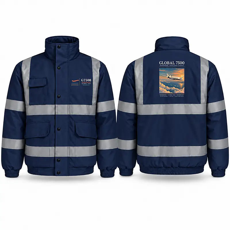 Bombardier Global 7500 Reflective Winter Jackets - Poster - Navy Blue
