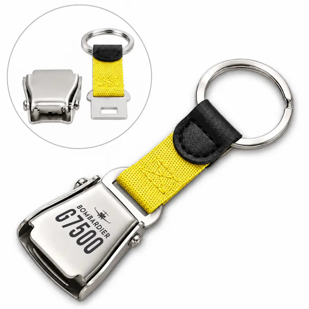 Bombardier Global 7500 - Seat Belt Key Chain - Heritage - Yellow