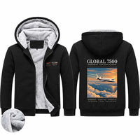 Thumbnail for Bombardier Global 7500 Zipped Sweatshirts - Poster - Black
