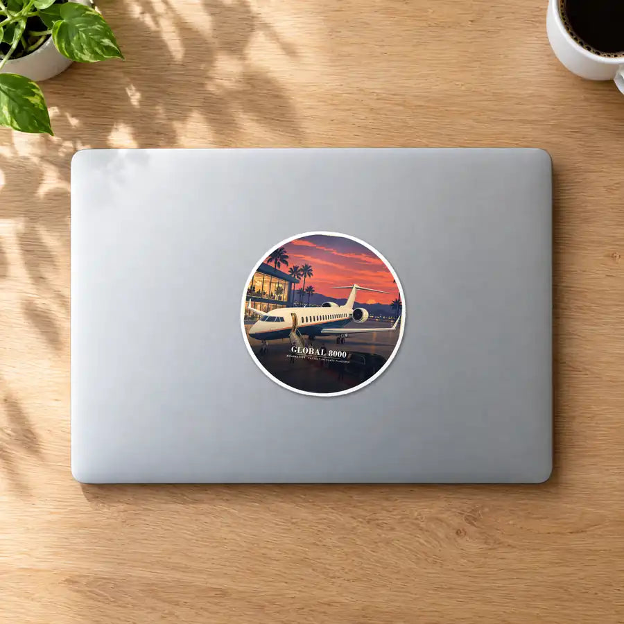 Bombardier Global 8000 - 3D - Circle Sticker - MacBook