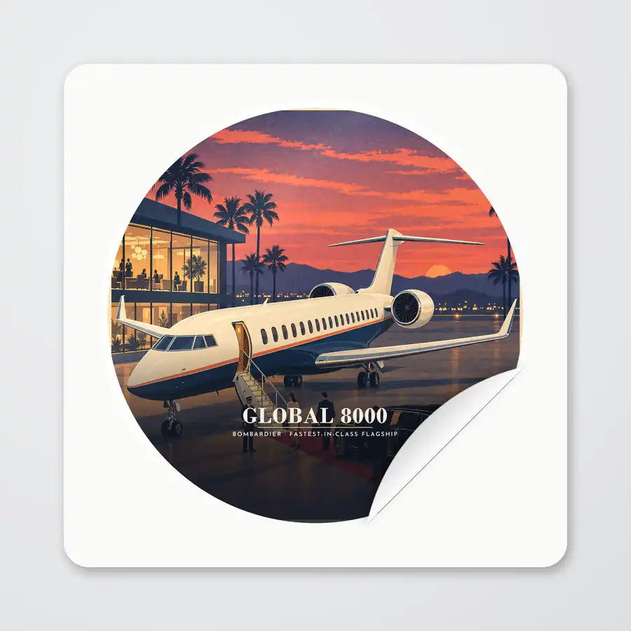 Bombardier Global 8000 - 3D - Circle Sticker - Peel