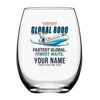Thumbnail for Bombardier Global 8000 - Cartoon + Name - Water & Drink Glass