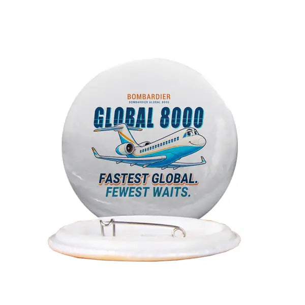 Bombardier Global 8000 - Cartoon - Pin - White