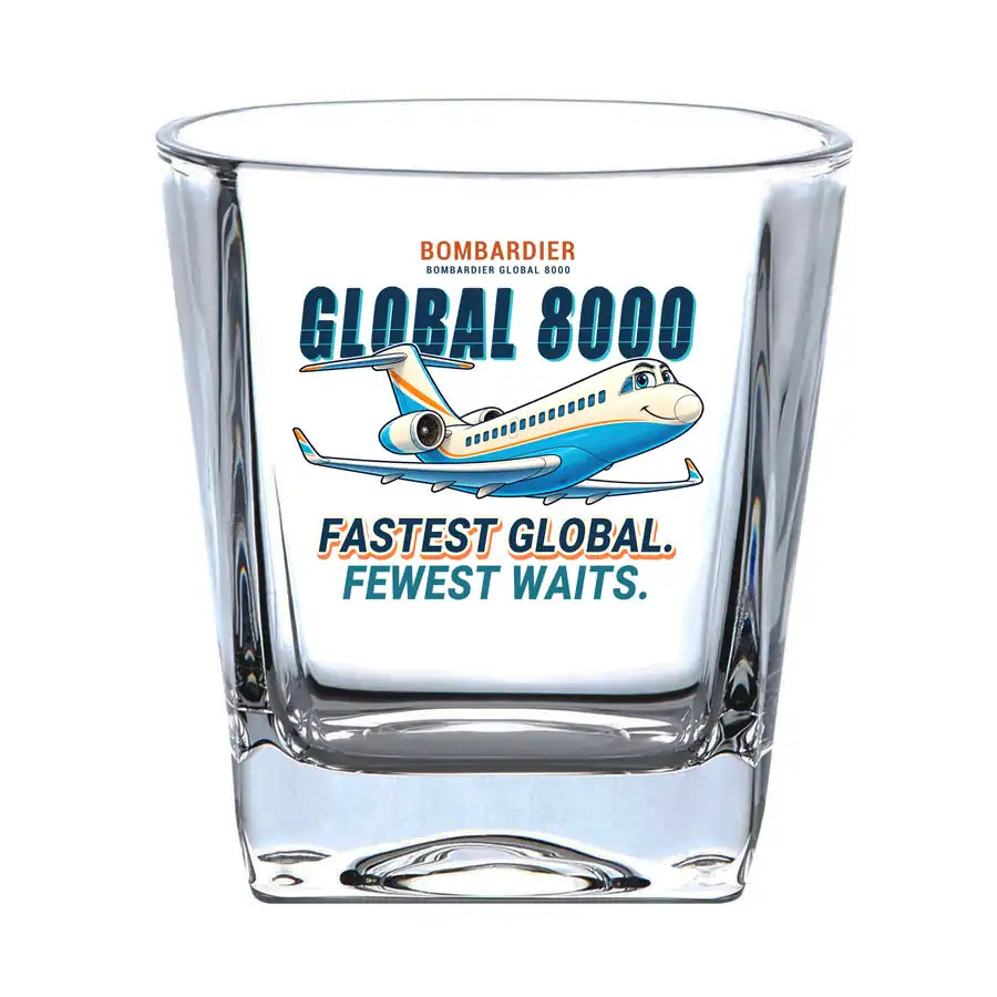Bombardier Global 8000 - Cartoon - Whiskey Glass