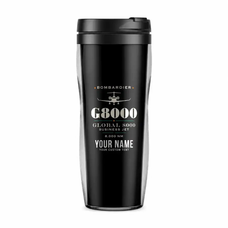 Bombardier Global 8000 - Heritage + Name - Plastic (No Holder) - Black