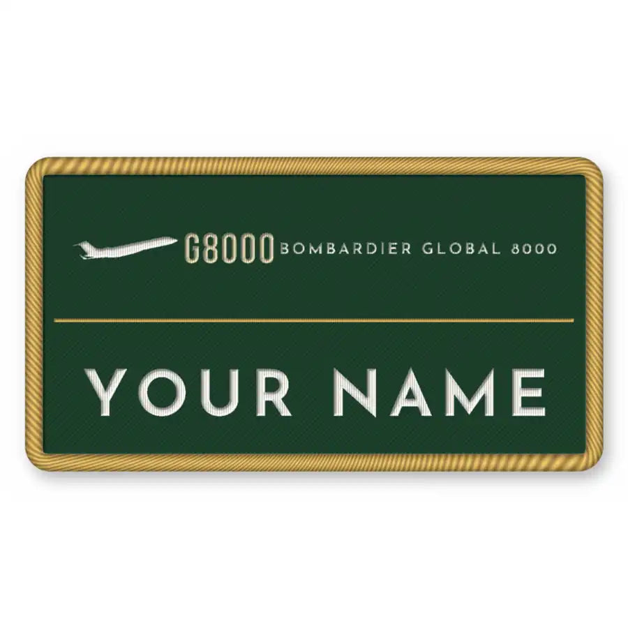 Bombardier Global 8000 Patches - Rectangle + Name - Forest Gold