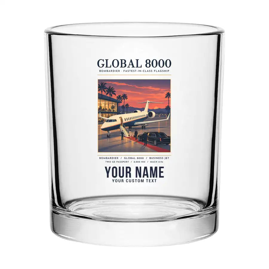 Bombardier Global 8000 - Poster + Name - Special Whiskey Glass