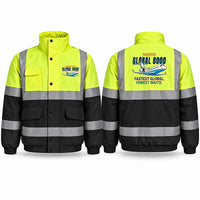 Thumbnail for Bombardier Global 8000 Reflective Winter Jackets - Cartoon - Fluorescent Yellow & Navy