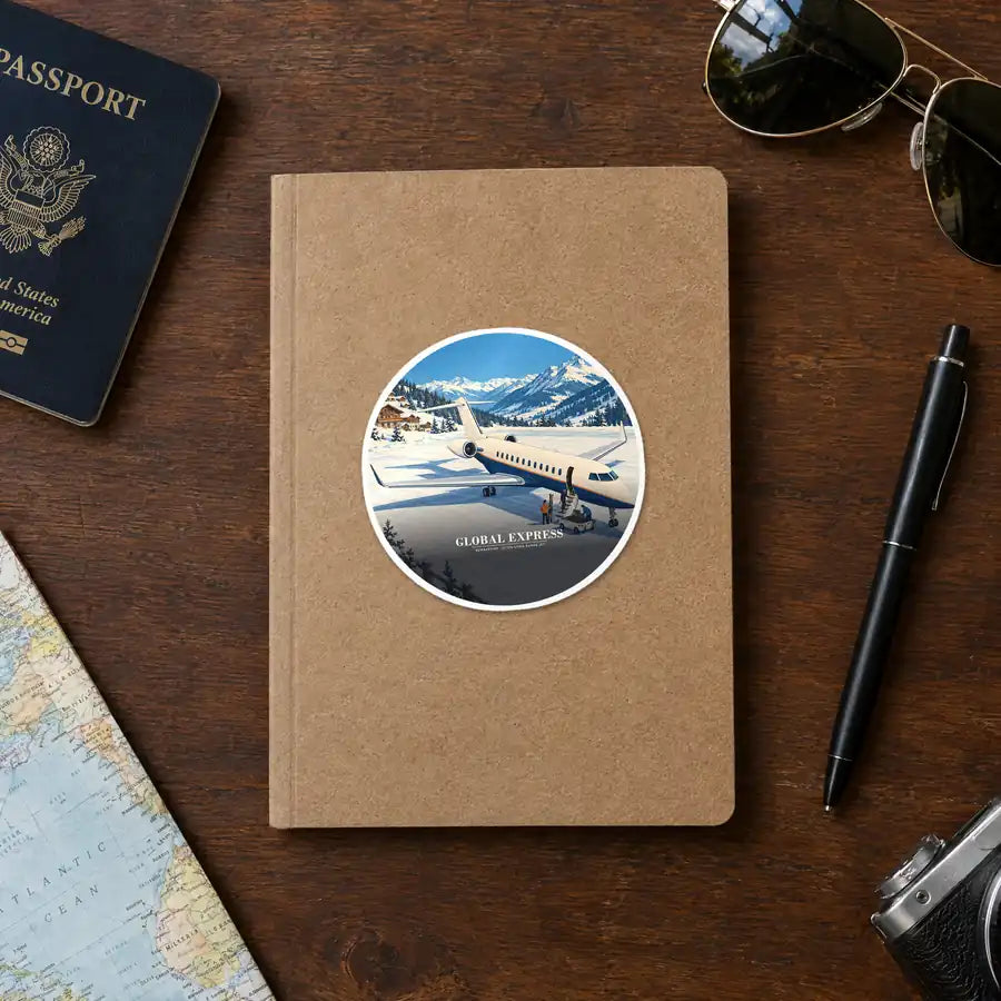 Bombardier Global Express - 3D - Circle Sticker - Notebook