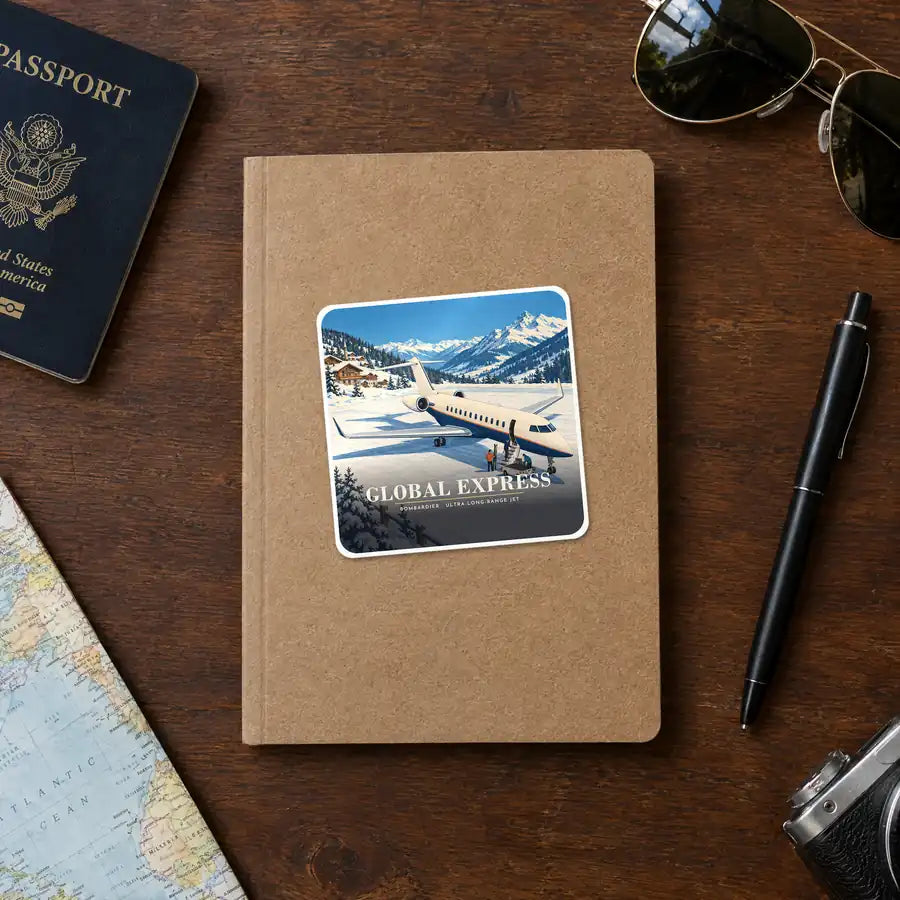 Bombardier Global Express - 3D - Square Sticker - Notebook