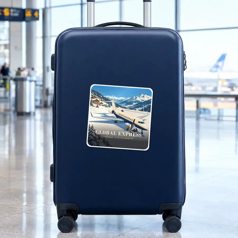Bombardier Global Express - 3D - Square Sticker - Suitcase