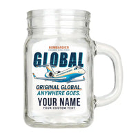 Thumbnail for Bombardier Global Express - Cartoon + Name - Cocktail Glass (Mason Jar)