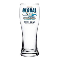 Thumbnail for Bombardier Global Express - Cartoon + Name - Pilsner Beer Glass