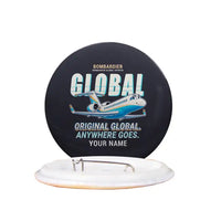 Thumbnail for Bombardier Global Express - Cartoon + Name - Pin - Black