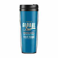 Thumbnail for Bombardier Global Express - Cartoon + Name - Plastic (No Holder) - Light Blue