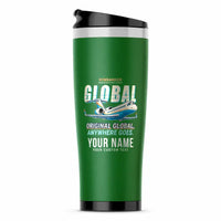 Thumbnail for Bombardier Global Express - Cartoon + Name - Stainless Steel (No Holder) - Green