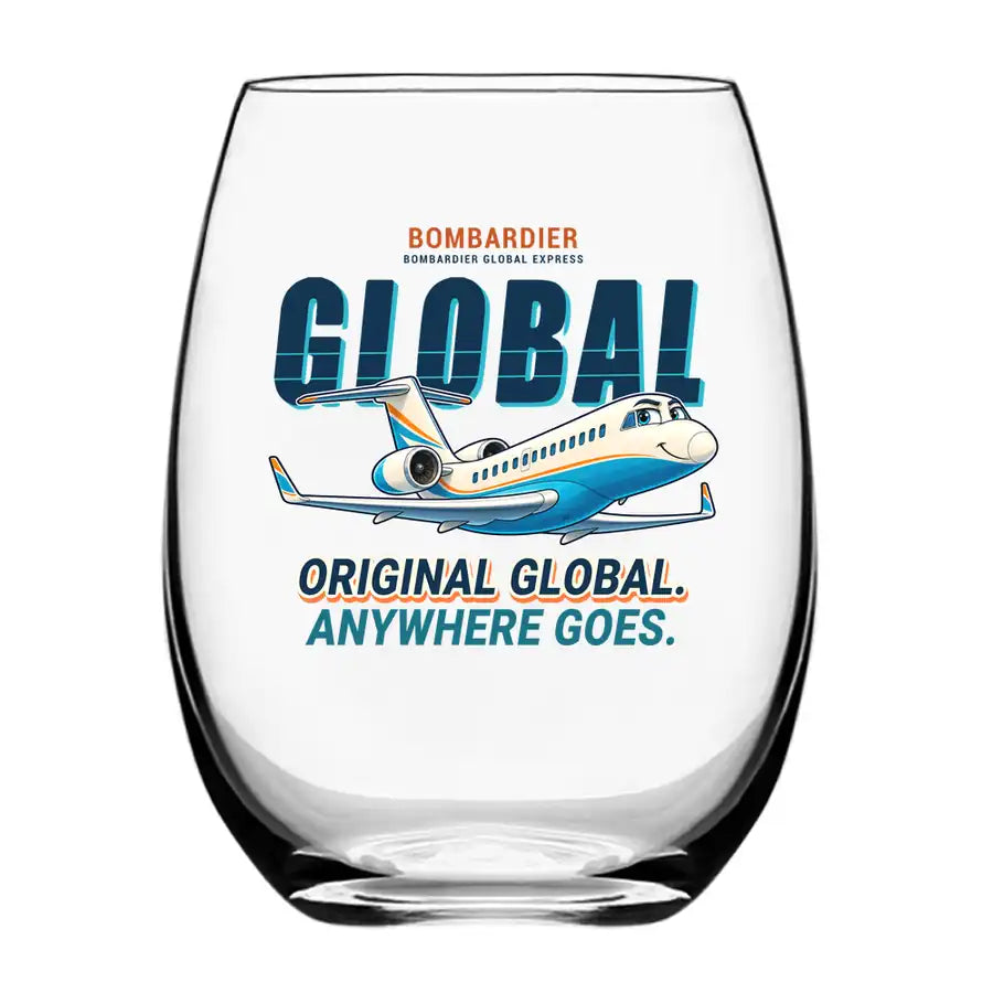 Bombardier Global Express - Cartoon - Water & Drink Glass